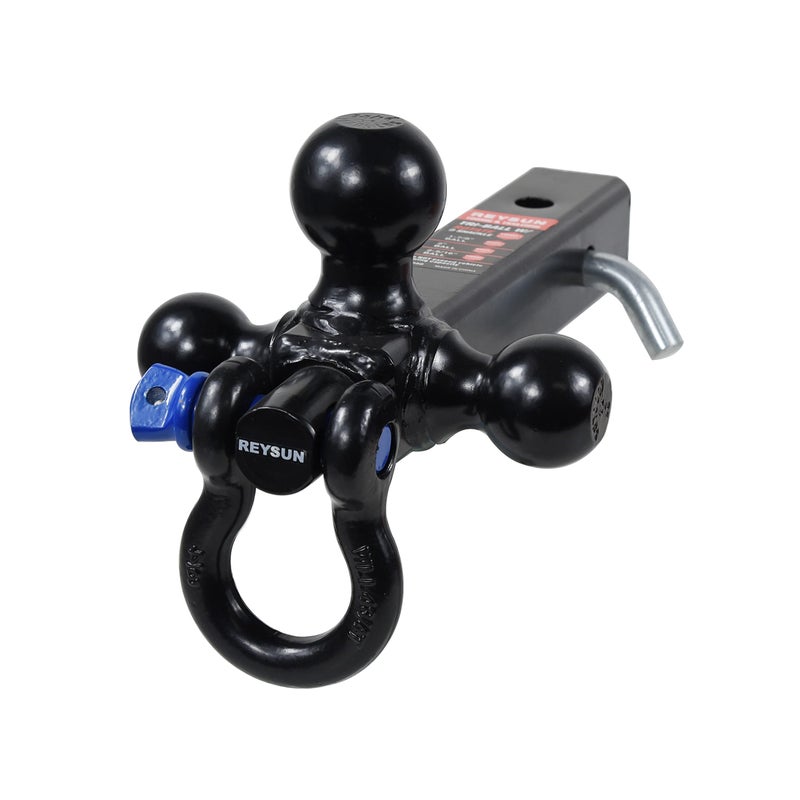 REYSUN 864058HP Trailer Hitch Tri Ball Mount and 360 Swival Tow Shackle  Fits for 2 Inch Receiver  Hitch Pin Included - Image 2